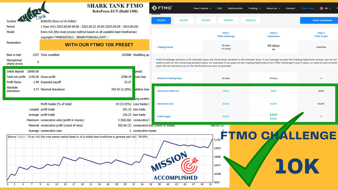 Account statement screenshot of the challenge robot