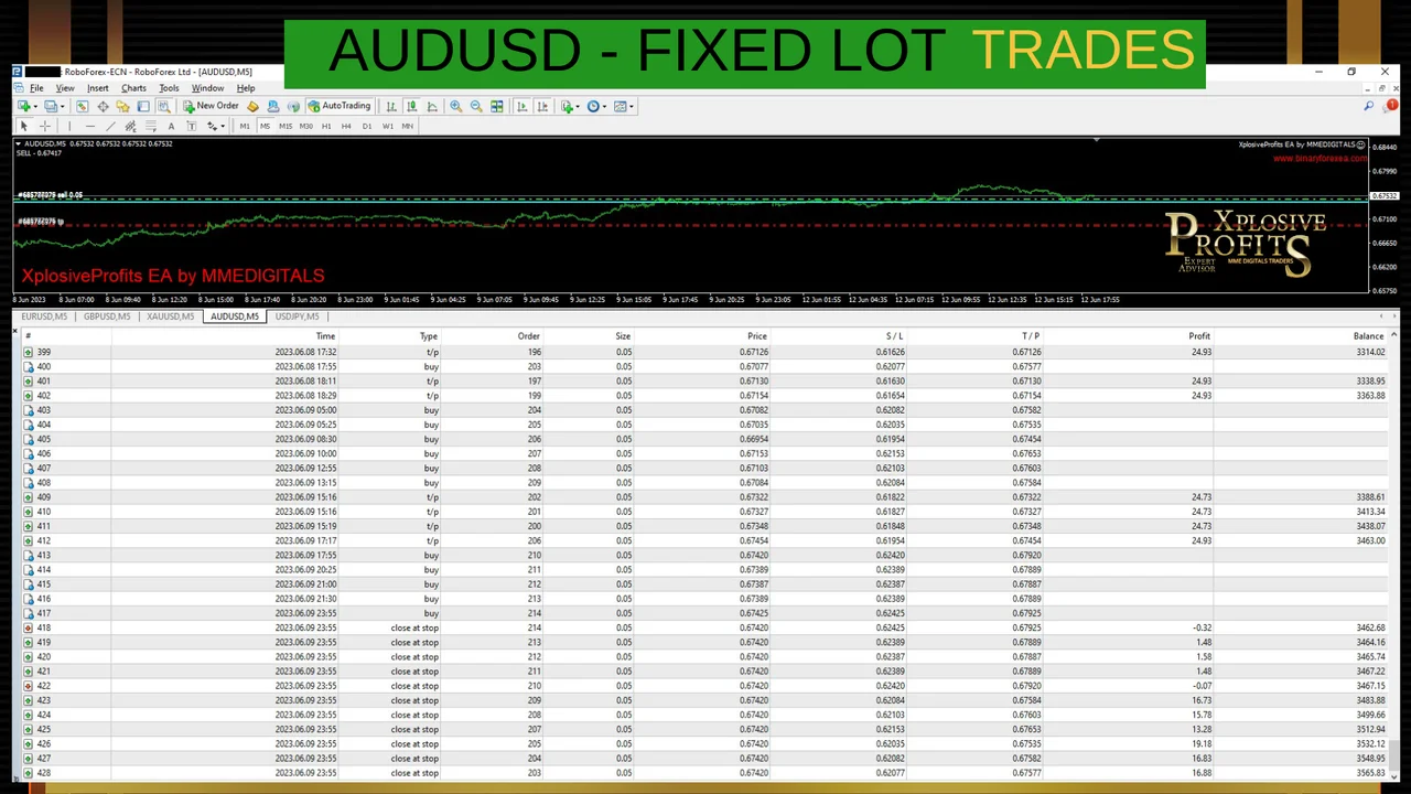 Gallery image 10 of the MT4 robot for EURUSD, GBPUSD, AUDUSD, USDJPY and XAUUSD