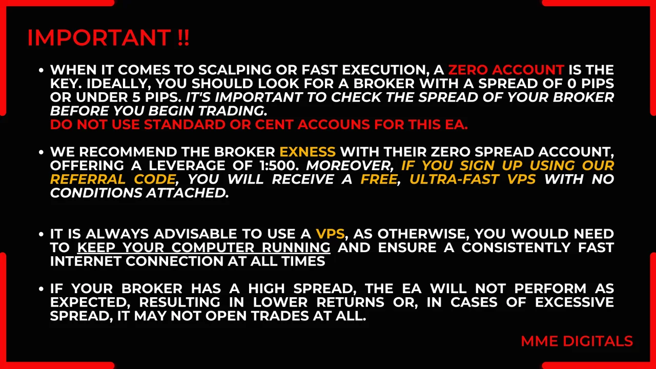 Zero spread account and VPS recommendation for this forex robot