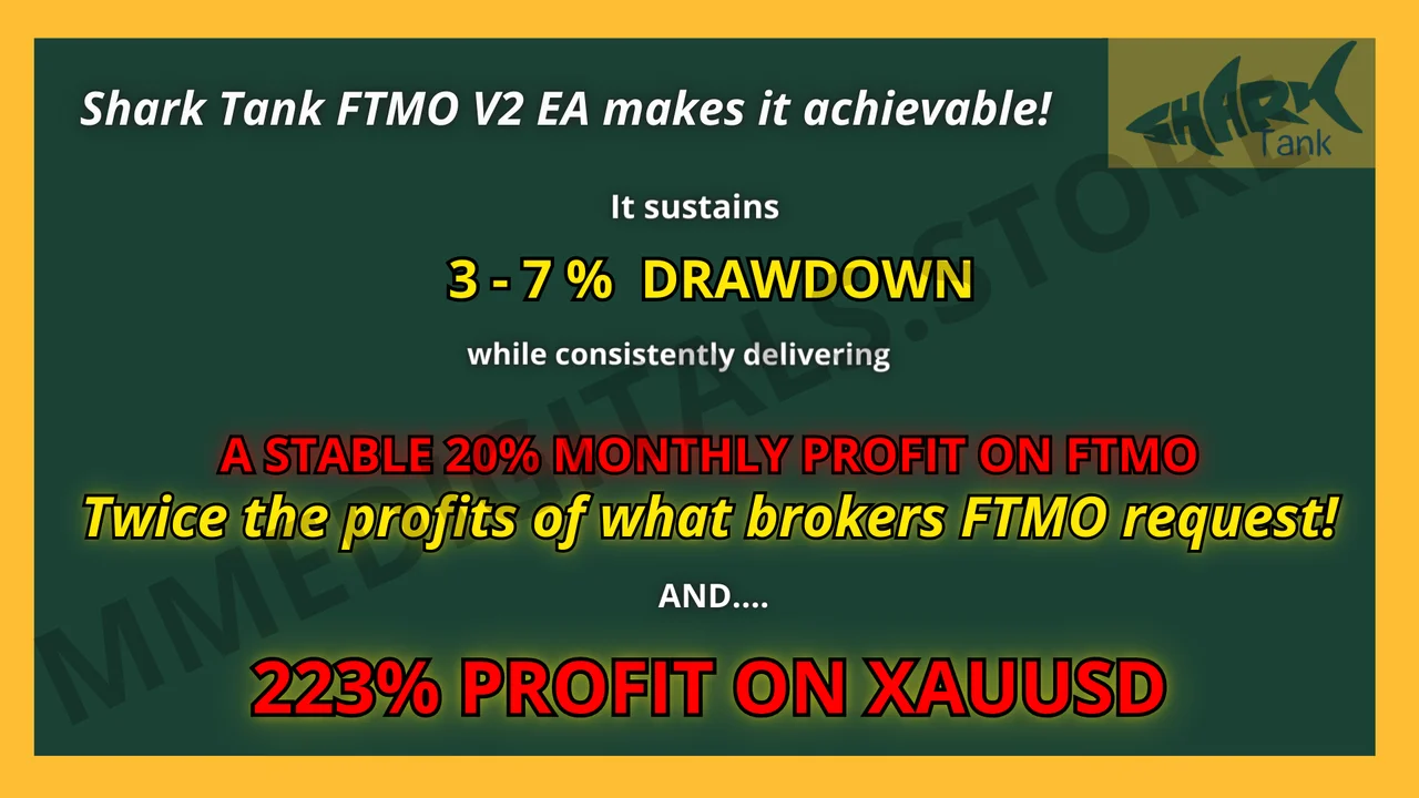 Shark Tank FTMO EA trade history on EURUSD