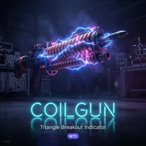Coilgun triangle breakout MT5 indicator cover with a non repainting arrow